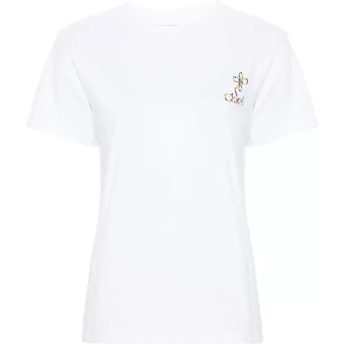 Weiße Baumwoll-Jersey-Top Besticktes Logo,T-Shirts - Chloé - Modalova