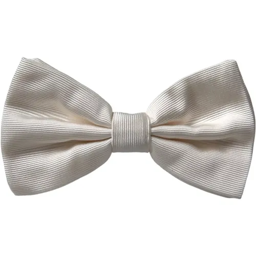 Bowties, male, , Size: ONE SIZE Adjustable Silk Bow Tie Off - Dolce & Gabbana - Modalova