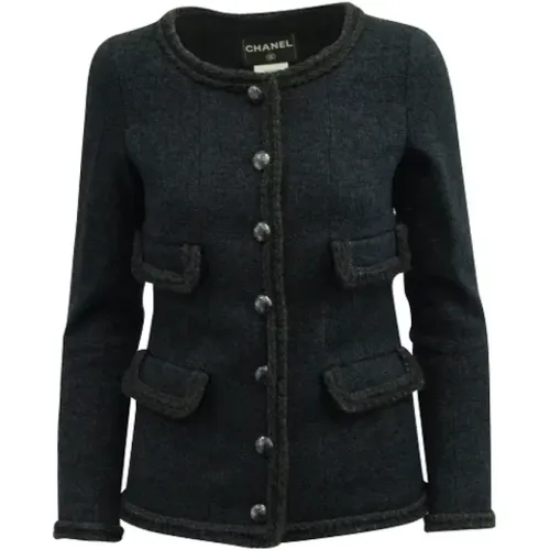 Chanel Navy Tweed Jacket , female, Sizes: XS - Chanel Vintage - Modalova