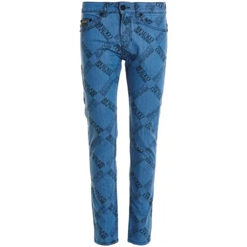 Schmale Dundee Denim Jeans mit Logo , Herren, Größe: W34 - Versace Jeans Couture - Modalova