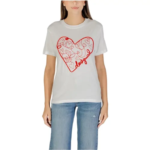 T-Shirts, female, , Size: XS Stylish Printed Cotton T-Shirt - Desigual - Modalova