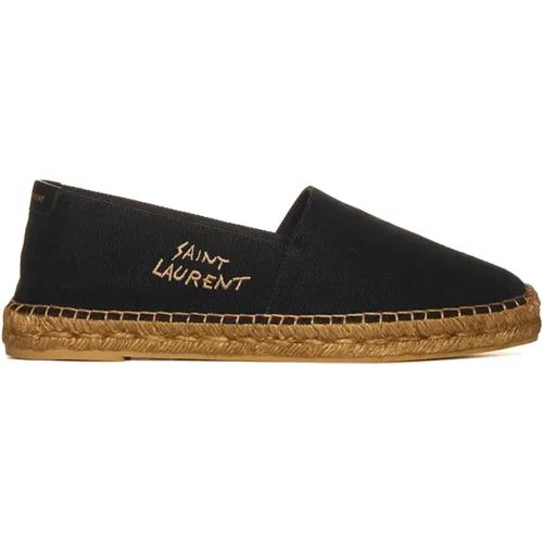 Schwarze Espadrilles mit gesticktem Logo , Herren, Größe: 39 EU - Saint Laurent - Modalova