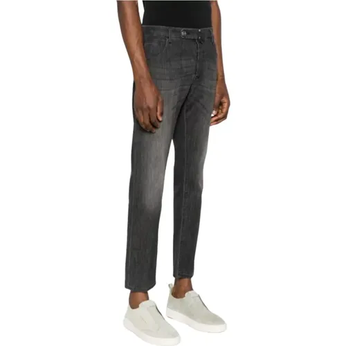 Slim-fit Jeans, male, , Size: W36 Blue Slim Jeans with Button Closure - Incotex - Modalova