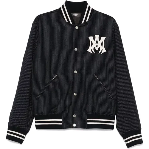 Bomber Jackets, male, , Size: M Pinstriped Bomber Jacket with Logo - Amiri - Modalova