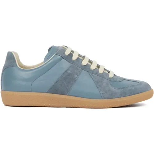 Sneakers, male, , Size: 8 US Low-top leather and suede sneakers - Maison Margiela - Modalova