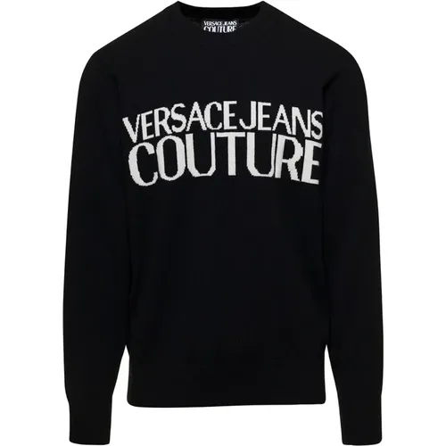 Schwarze Sweaters mit Logo Front , Herren, Größe: XL - Versace Jeans Couture - Modalova