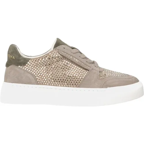 Leder-Sneakers mit Glänzenden Details , Damen, Größe: 38 EU - Alma en Pena - Modalova