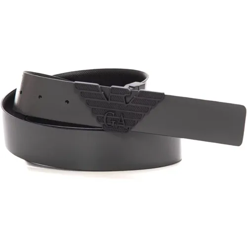 Reversible Leather Belt with Logo Buckle , male, Sizes: ONE SIZE - Emporio Armani - Modalova