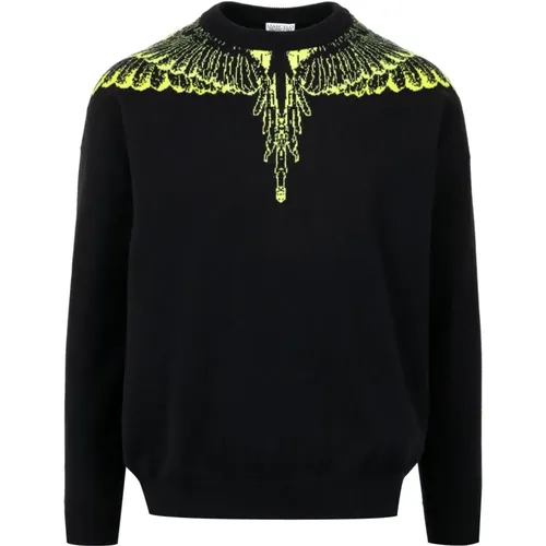 Schwarze Sweater mit Flügelprint , Herren, Größe: M - Marcelo Burlon - Modalova