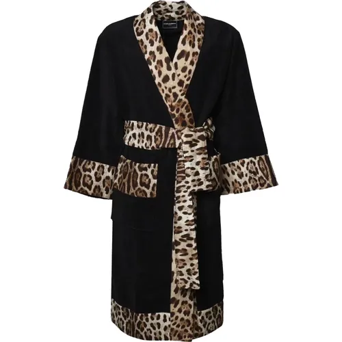 Robes, male, , Size: S Leo Cotton Terry Accessories - Dolce & Gabbana - Modalova