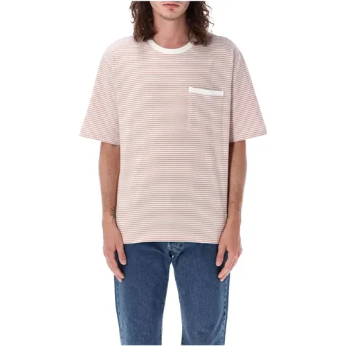 Oversized Striped Pocket T-Shirt Orange , male, Sizes: 2XL, M, XL, L - Thom Browne - Modalova
