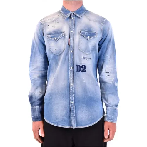 Denim Cotton Men`s Shirt , male, Sizes: M, XL - Dsquared2 - Modalova