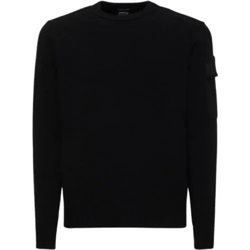 Schwarzer Pullover aus gemischter Wolle mit Rundhalsausschnitt - C.P. Company - Modalova