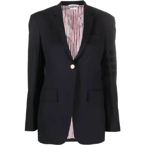 Classic Wool Blazer with Striped Detailing , female, Sizes: S, XS, 2XS - Thom Browne - Modalova