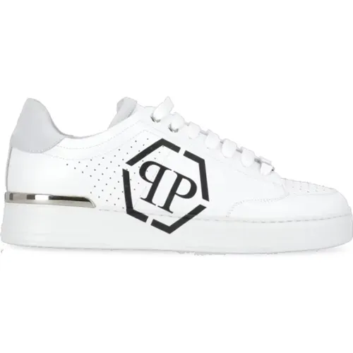 Sneakers, male, , Size: 11 US Leather Sneakers Round Toe Logoed - Philipp Plein - Modalova