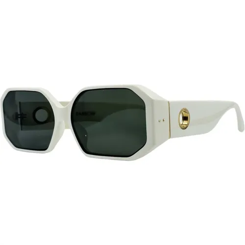 Bailey Sonnenbrille - Weiß/Grün UV-Schutz , Damen, Größe: ONE Size - Linda Farrow - Modalova
