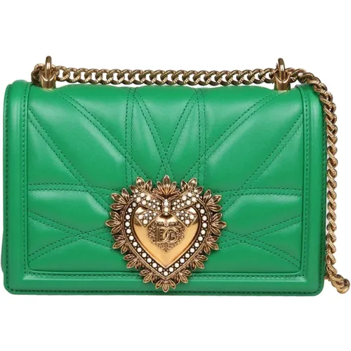 Matelassé Shoulder Bag with Heart Detail , female, Sizes: ONE SIZE - Dolce & Gabbana - Modalova