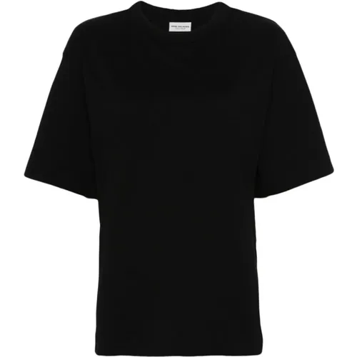 Schwarze Baumwoll-Jersey T-Shirts und Polos , Damen, Größe: L - Dries Van Noten - Modalova