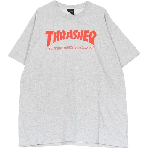 T-Shirts, male, , Size: XL Skatemag Tee Mens T-Shirt Grey/red - Thrasher - Modalova