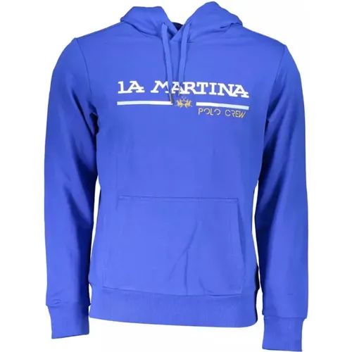 Hoodies, male, , Size: M Cotton Sweater with Hood and Embroidery - LA MARTINA - Modalova