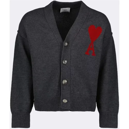 Cardigans, male, , Size: L Heart Friend Cardigan Unisex - Ami Paris - Modalova