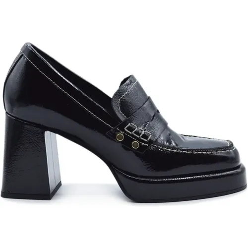 Schwarze Naplak Loafer mit 9cm Absatz , Damen, Größe: 37 EU - Janet & Janet - Modalova