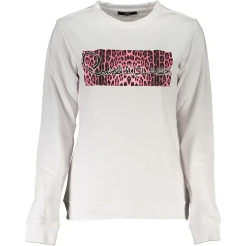 Weißer Baumwoll-Sweatshirt mit Print-Logo , Damen, Größe: XL - Cavalli Class - Modalova