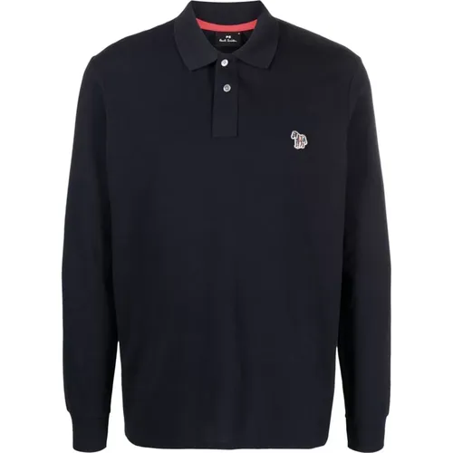 Blaues Polo-Shirt mit Logo-Patch , Herren, Größe: L - Paul Smith - Modalova