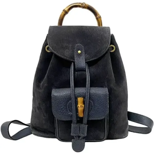 Pre-owned Navy Leather Backpack , female, Sizes: ONE SIZE - Gucci Vintage - Modalova