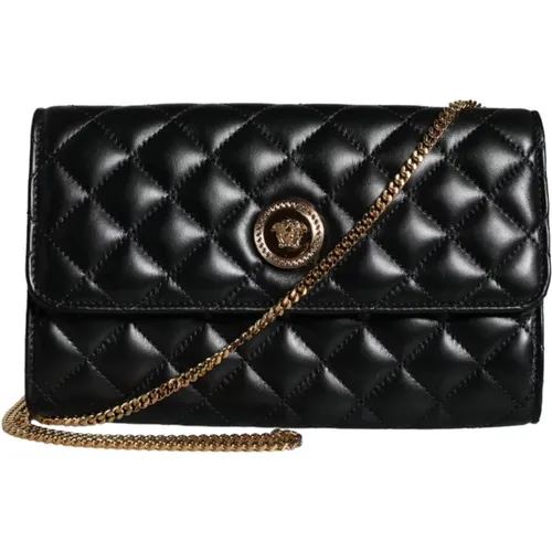 Gepolsterte Leder Crossbody Tasche in Schwarz - Versace - Modalova