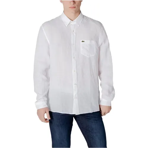 Casual Shirts, male, , Size: L Linen Long Sleeve Shirt with Pocket - Lacoste - Modalova