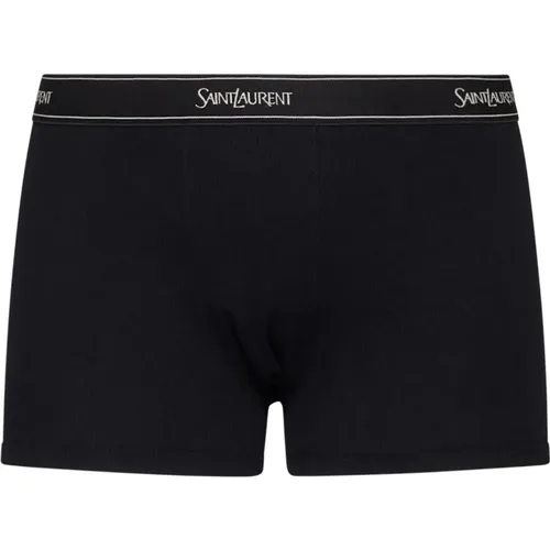 Bottoms, male, , Size: L Cotton Boxer Shorts with Logo - Saint Laurent - Modalova