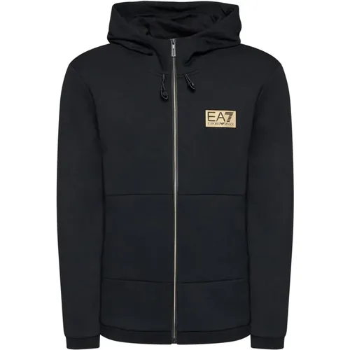 Zip-throughs, male, , Size: XL Mens Zip Hoodie Modern Style - Emporio Armani EA7 - Modalova