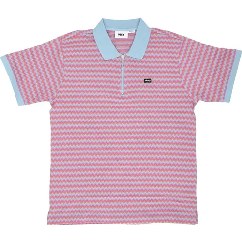 Jacquard Polo Shirt Sky Blue Multi , male, Sizes: S, XL, L - Obey - Modalova