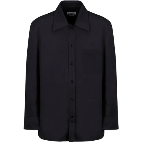 Casual Shirts, male, , Size: L Steel Oversized Cocoon Style Shirt - Lanvin - Modalova