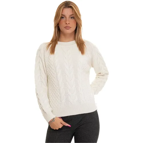 Cable Knit Round-neck Pullover , female, Sizes: M, XS, L, S - Suncoo - Modalova