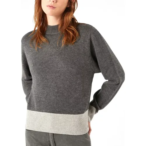 Grauer Wollmischung Batwing Pullover , Damen, Größe: L - Pennyblack - Modalova