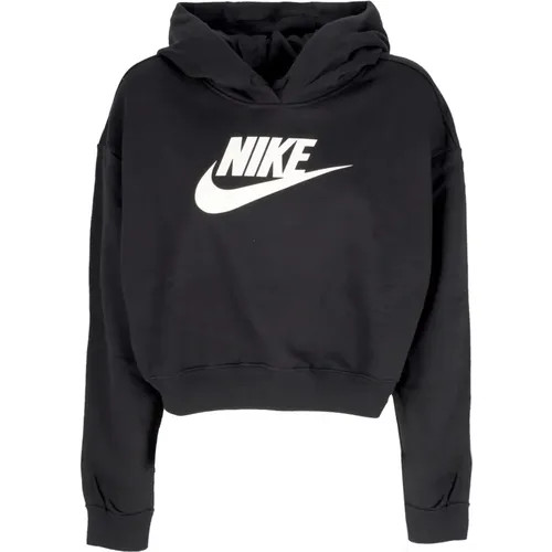 Grafischer Oversized Cropped Hoodie Schwarz/Weiß , Damen, Größe: L - Nike - Modalova