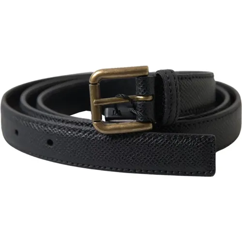 Belts, male, , Size: 100 CM Leather Belt with Gold Metal Buckle - Dolce & Gabbana - Modalova