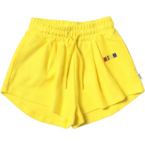 Gelbe Kinder-Shorts mit Multicolor-Logo - Msgm - Modalova