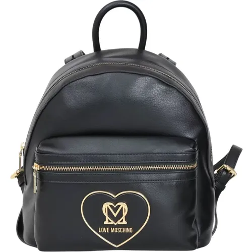 Schwarzer Rucksack mit metallischem Logo , Damen, Größe: ONE Size - Love Moschino - Modalova