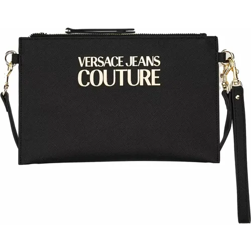 Clutches, female, , Size: ONE SIZE Logo Lock Saffiano PU Clutch - Versace Jeans Couture - Modalova