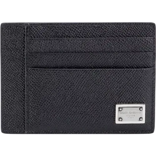 Wallets & Cardholders, male, , Size: ONE SIZE Leather Card Holder with Eight Compartments - Dolce & Gabbana - Modalova