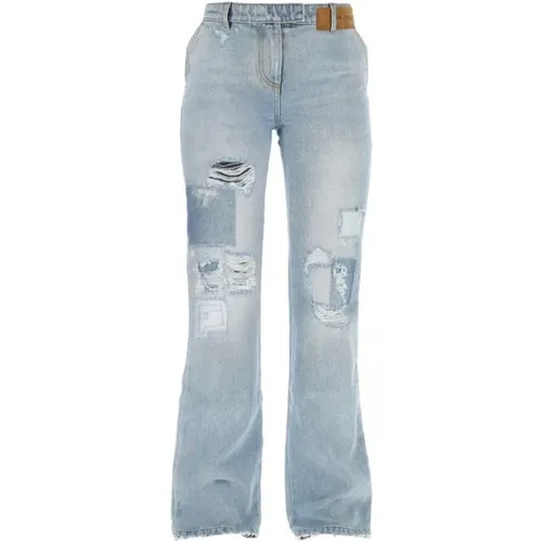 Boot-cut Jeans, female, , Size: W27 Distressed Patchwork Flare Jeans - Palm Angels - Modalova