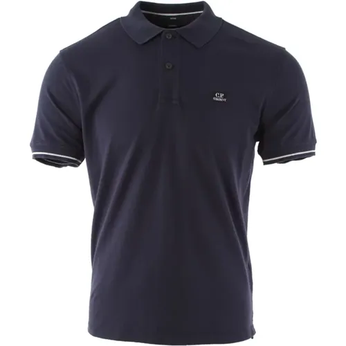 Navy Polo Shirt with Elegant Piquet Fabric , male, Sizes: S - C.P. Company - Modalova