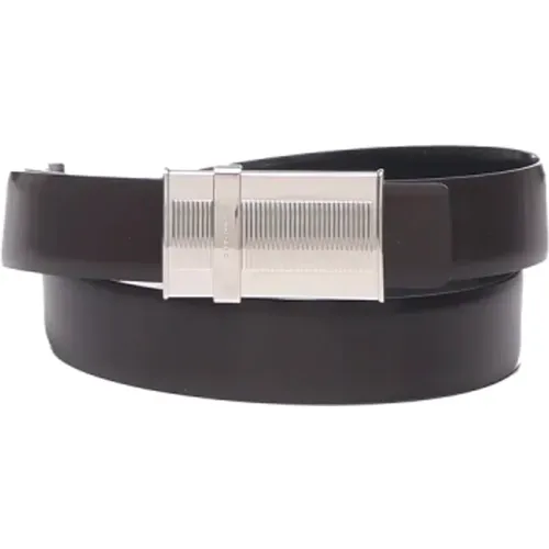 Belts, male, , Size: 105 CM Leather Belt with Silver Buckle - Salvatore Ferragamo - Modalova