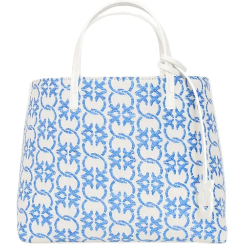 Tote Bags, female, , Size: ONE SIZE Classic Shopper Bag Beige Blue Gold - pinko - Modalova