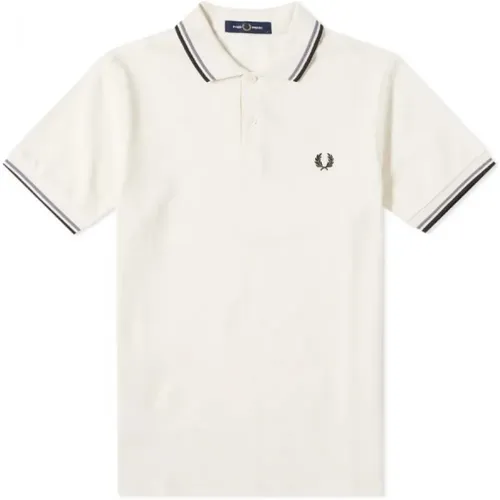 Slim Fit Twin Tipped Polo in Snow and Light Oyster , male, Sizes: L, M, XL - Fred Perry - Modalova