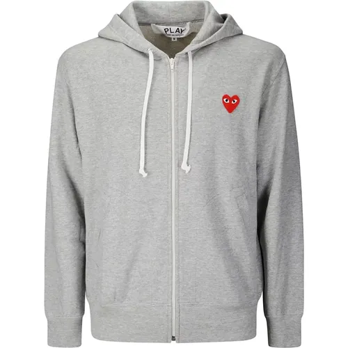 Zip-throughs, male, , Size: L Red Emblem Sweatshirt - Comme des Garçons Play - Modalova