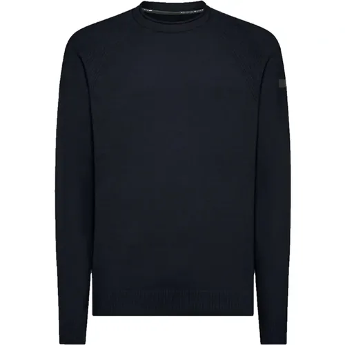 Samt Rundstrickpullover Blau Schwarz , Herren, Größe: XS - RRD - Modalova